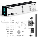 Monitor Desk Mount for 13"-34" Screens up to 17.6 lb. ONKRON D101E, Black
