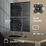 Dual Monitor Mount for 2 Screens up to 35.2 lb. Stacked ONKRON D208E, Black