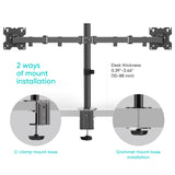 Dual Monitor Mount for 13"-32" Screens up to 17.6 lb. Each ONKRON D221E, Black