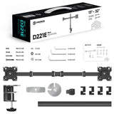Dual Monitor Mount for 13"-32" Screens up to 17.6 lb. Each ONKRON D221E, Black