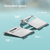 Aluminum Laptop Stand Holder Adjustable for 10"-15.8" Laptops ONKRON DN01, Silver