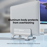 Vertical Laptop Stand Adjustable Dock for Laptops up to 15.8” ONKRON DN02, Silver