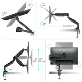 Monitor Desk Mount for 13"-32" LED LCD Monitors up to 19.8 lb. ONKRON G100, Black