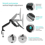 Monitor Desk Mount for 13"-32" LED LCD Monitors up to 19.8 lb. ONKRON G100, Black