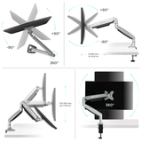 Monitor Desk Mount for 13"-34" LED LCD Monitors up to 19.8 lb. ONKRON G100, Silver