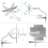 Monitor Desk Mount for 13"-32" LED LCD Monitors up to 19.8 lb. ONKRON G100, White