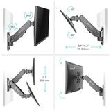Full Motion Gas Spring TV Wall Mount for 13" to 32-inch Screens up to 17.6 lbs ONKRON G120, Black