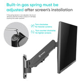Full Motion Gas Spring TV Wall Mount for 13" to 32-inch Screens up to 17.6 lbs ONKRON G120, Black