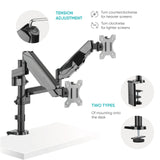 Dual Monitor Arm Desk Mount for 13”-32" Screens up to 17.6 lb. ONKRON G140, Black