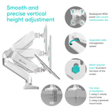 Monitor Desk Mount for 13"-32" LCD LED OLED Screens up to 17.6 lb. ONKRON G80, White