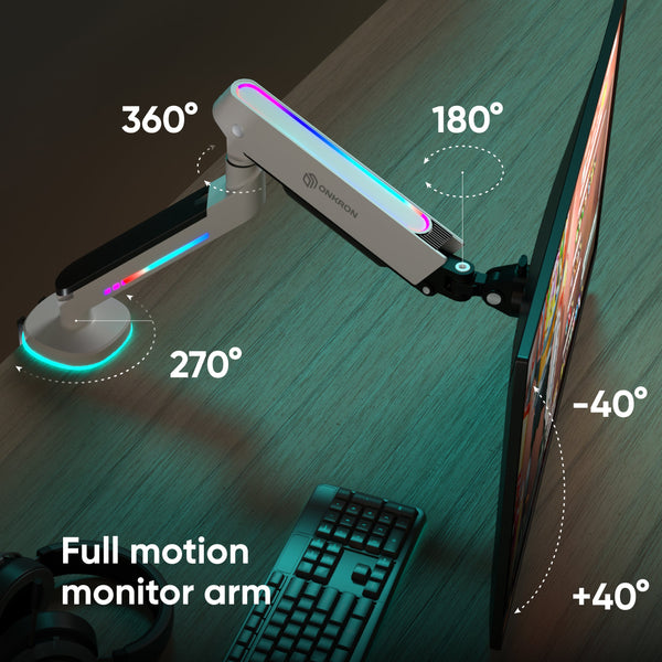 Gaming Monitor Arm with RGB Smart Lighting ONKRON GM25, White – Onkron ...
