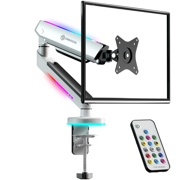  ONKRON Monitor Desk Mount Full Motion Articulating Monitor Arm  for 13-34 Inch for LCD Computer Monitors up to 19.8 lbs - Adjustable Gaming  Monitor Stand with RGB LED Light (GM25) White : Electronics