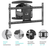 Full Motion TV Wall Mount for 40" to 75-inch Screens up to 100 lbs ONKRON M6L, Black