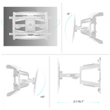 Full Motion TV Wall Mount for 40" to 75-inch Screens up to 100 lbs ONKRON M6L, White