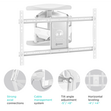 Full Motion TV Wall Mount for 40" to 75-inch Screens up to 100 lbs ONKRON M6L, White