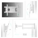 Full Motion TV Wall Mount for 40" to 75-inch Screens up to 150 lbs ONKRON M7L, White