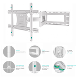 Full Motion TV Wall Mount for 40" to 75-inch Screens up to 150 lbs ONKRON M7L, White