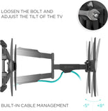 Full Motion TV Wall Mount for 40" to 75-inch Screens up to 77 lbs ONKRON NP47, Black