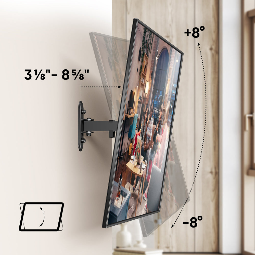 Full Motion TV Wall Mount for 10" to 35-inch Screens up to 44 lbs ONKRON R2, Black