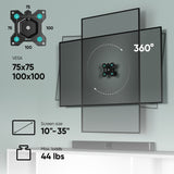 Tilt Swivel TV Wall Mount for 10" to 35-inch Screens up to 55 lbs ONKRON R3, Black