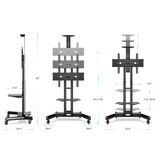 Mobile TV Stand Rolling TV Cart  for 40” – 70 inch Screens up to 100 lbs ONKRON TS1551, Black