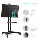 Mobile TV Stand Rolling TV Cart  for 40” – 70 inch Screens up to 100 lbs ONKRON TS1551, Black