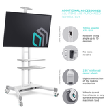 Mobile TV Stand Rolling TV Cart for 40” – 70 inch Screens up to 100 lbs ONKRON TS1552, White