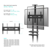Mobile TV Stand Rolling TV Cart for 50''– 86'' screens up to 200 lbs ONKRON TS1881, Black
