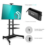 Mobile TV Stand Rolling TV Cart for 50''– 86'' screens up to 200 lbs ONKRON TS1881, Black