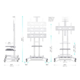 Mobile TV Stand Rolling TV Cart for 50''– 83'' screens up to 200 lbs ONKRON TS1881, White