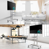 Mobile TV Stand Rolling TV Cart for 50''– 83'' screens up to 200 lbs ONKRON TS1881, White