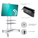 Mobile TV Stand Rolling TV Cart for 50''– 83'' screens up to 200 lbs ONKRON TS1881, White