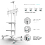 Mobile TV Stand Rolling TV Cart for 50''– 83'' screens up to 200 lbs ONKRON TS1881, White