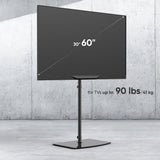Universal Floor TV Stand w/ Glass Base for 30-60" TVs up to 41 lbs ONKRON TS5065, Black