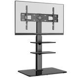 Universal Floor TV Stand Glass Base and Shelves for 32-65" TVs up to 66 lbs ONKRON TS5550, Black