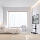 Universal Floor TV Stand Glass Base and Shelves for 32-65" TVs up to 66 lbs ONKRON TS5550, Black