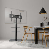 Universal Floor TV Stand Glass Base and Shelves for 32-65" TVs up to 66 lbs ONKRON TS5550, Black