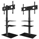 Universal Floor TV Stand Glass Base and Shelves for 32-65" TVs up to 66 lbs ONKRON TS5550, Black