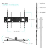 Universal Floor TV Stand Glass Base and Shelves for 32-65" TVs up to 66 lbs ONKRON TS5550, Black