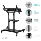Tilting Mobile TV Stand TV Cart for 50"-83" up to 154 lbs Interactive Screens ONKRON TS1380, Black