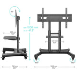Tilting Mobile TV Stand TV Cart for 50"-83" up to 154 lbs Interactive Screens ONKRON TS1380, Black