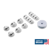 Cable Management Clips & Fastening Tape Pack of 8 Clips 1 Tape ONKRON CM1, White