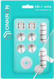 Cable Management Clips & Fastening Tape Pack of 8 Clips 1 Tape ONKRON CM1, White