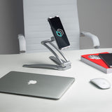 Cell Phone Stand Tablet Holder for 4.7”-11" Screens up to 2.4 lbs Adjustable ONKRON DS-01, Silver