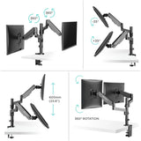 Dual Monitor Arm Desk Mount for 13”-32" Screens up to 17.6 lb. ONKRON G140, Black