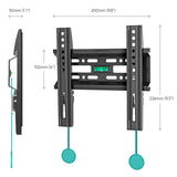 Fixed TV Wall Mount for 17" to 43-inch TVs Screens up to 66 lbs ONKRON FM1, Black
