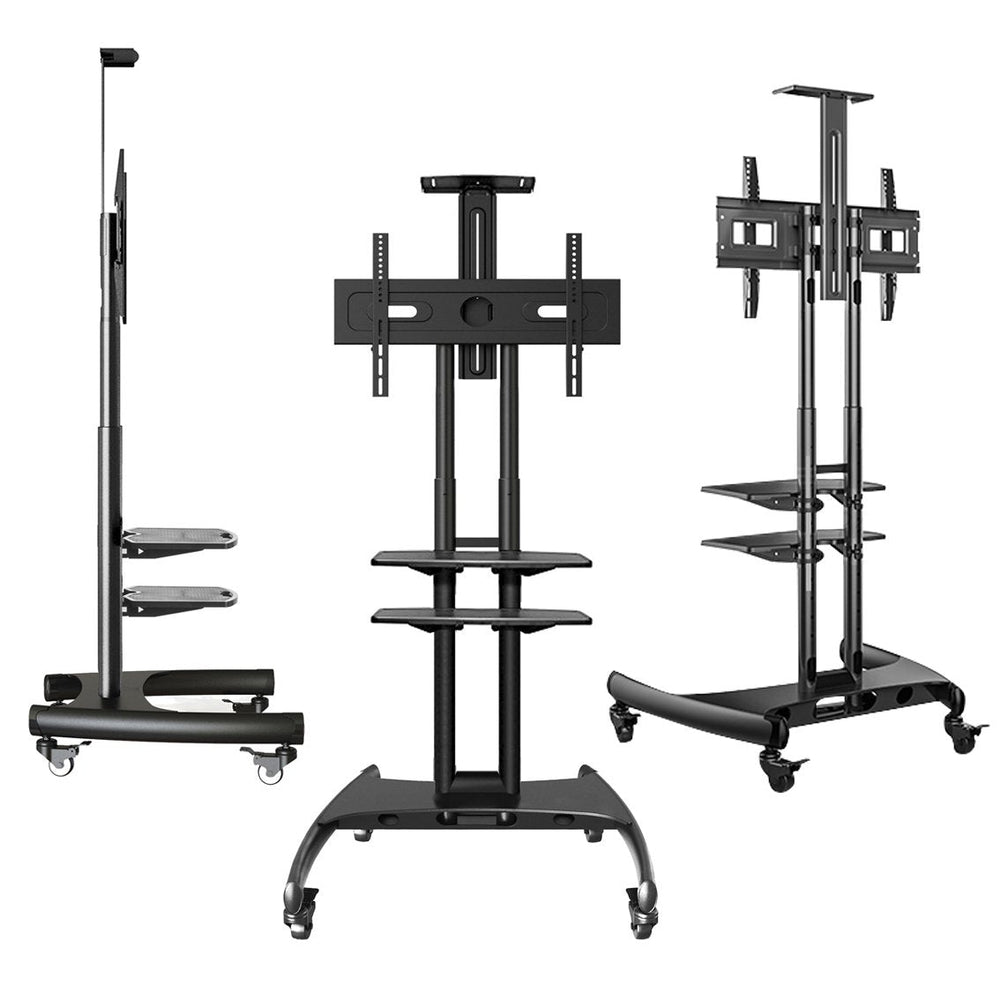 ONKRON Mobile Universal TV Cart TV Stand  for  32”-65” Screens up to 100 lbs, TS15-62 Black