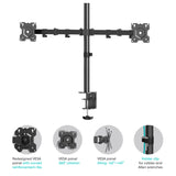 Dual Monitor Mount for 13"-32" Screens up to 17.6 lb. Each ONKRON D221E, Black