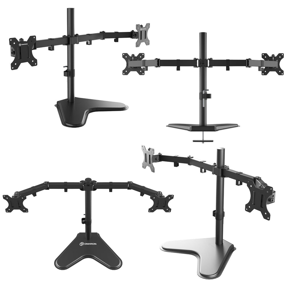 Dual Monitor Stand for 13"-32" Screens up to 17.6 lb. Each ONKRON D221FS, Black