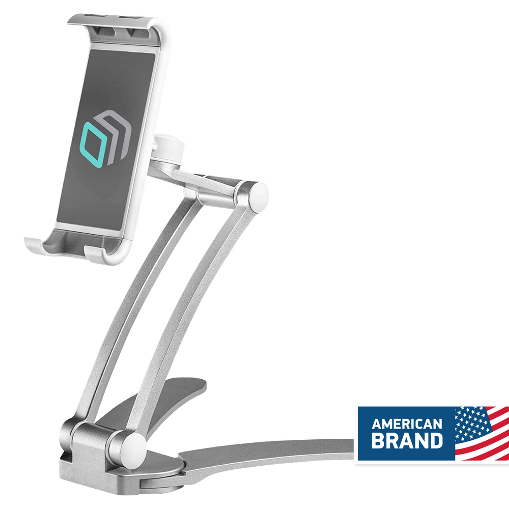 Cell Phone Stand Tablet Holder for 4.7”-11" Screens up to 2.4 lbs Adjustable ONKRON DS-01, Silver